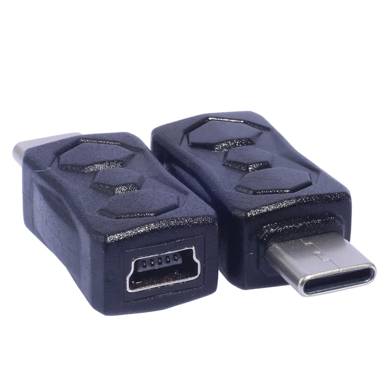 Mini USB Female to Type C Male Conversion Adapter Converter Black Support 5V2A Charging & 480Mbps Data Transfer