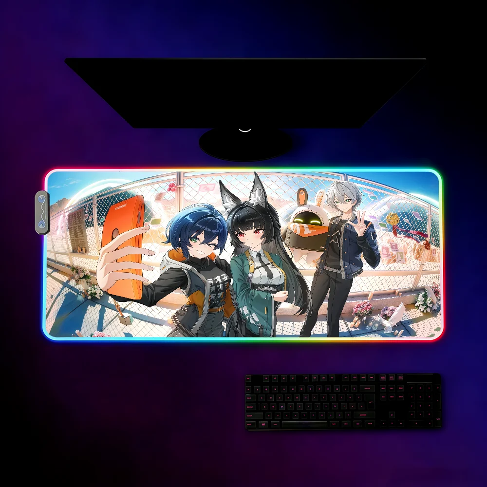 

Hoshimi Miyabi Mouse Pad RGB LED Non-slip Desk Mat Rubber Gaming Accessories Large XXL Computer Office Keyboard carpet