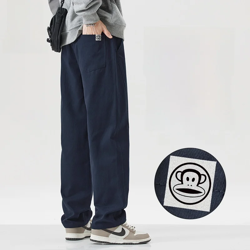 

Новые весенние свободные хлопковые рабочие брюки PaulFrank для мужчин: повседневные прямые брюки, удобные, дышащие, в американском стиле