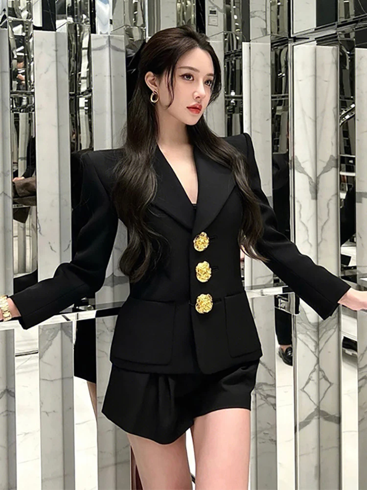 DEAT Fashion Women\'s Blazer Notched Collar Big Single Breasted Long Sleeve Slim Suit Jackets Female Autumn 2024 New 17A4062