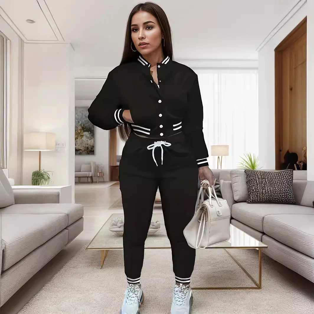 

Pant Set Women Two Piece Sets Sports Full Sleeve Tops Long Pants Lace Up Elastic Waist Work Y2k Streetwear Elegant 2025