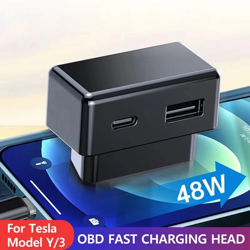 

Адаптер OBD для зарядки Tesla Model 3 Y X S obd2, разветвитель, адаптеры для зарядного устройства, аксессуары, удлинитель портов, телефон PD, быстрая зарядка