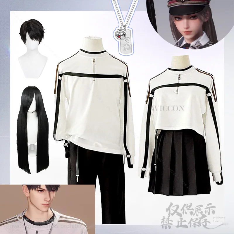 لعبة الحب والبطل في الفضاء العميق شيا يتشو كاليب زي تنكري مخصص بقلنسوة بيضاء بدلة صديقها الباروكات قلادة