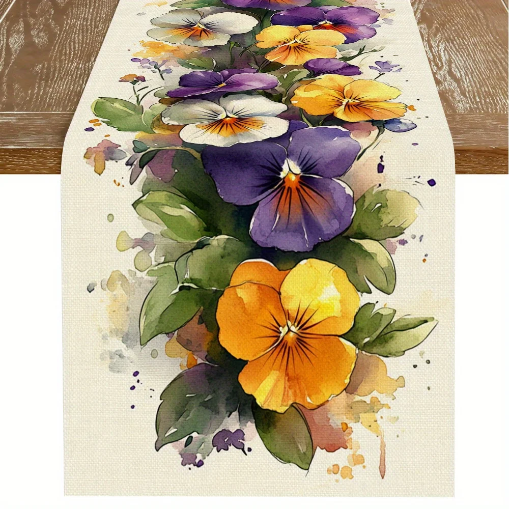 Fresh Lemon Floral Botanical Table Runner - Vibrant Spring Summer Fruit Cover for Living Room Coffee Table Party Dining Decor