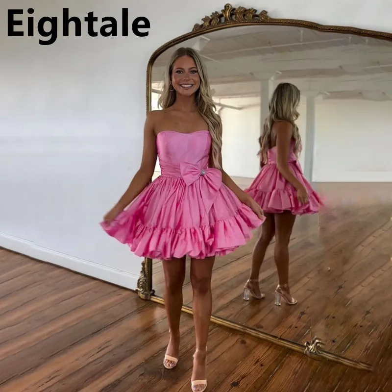 

Eightale Pink Mini Prom Dress Sweetheart Short Homecomming Dress Abiye Formal Party Gown Vestidos de gala