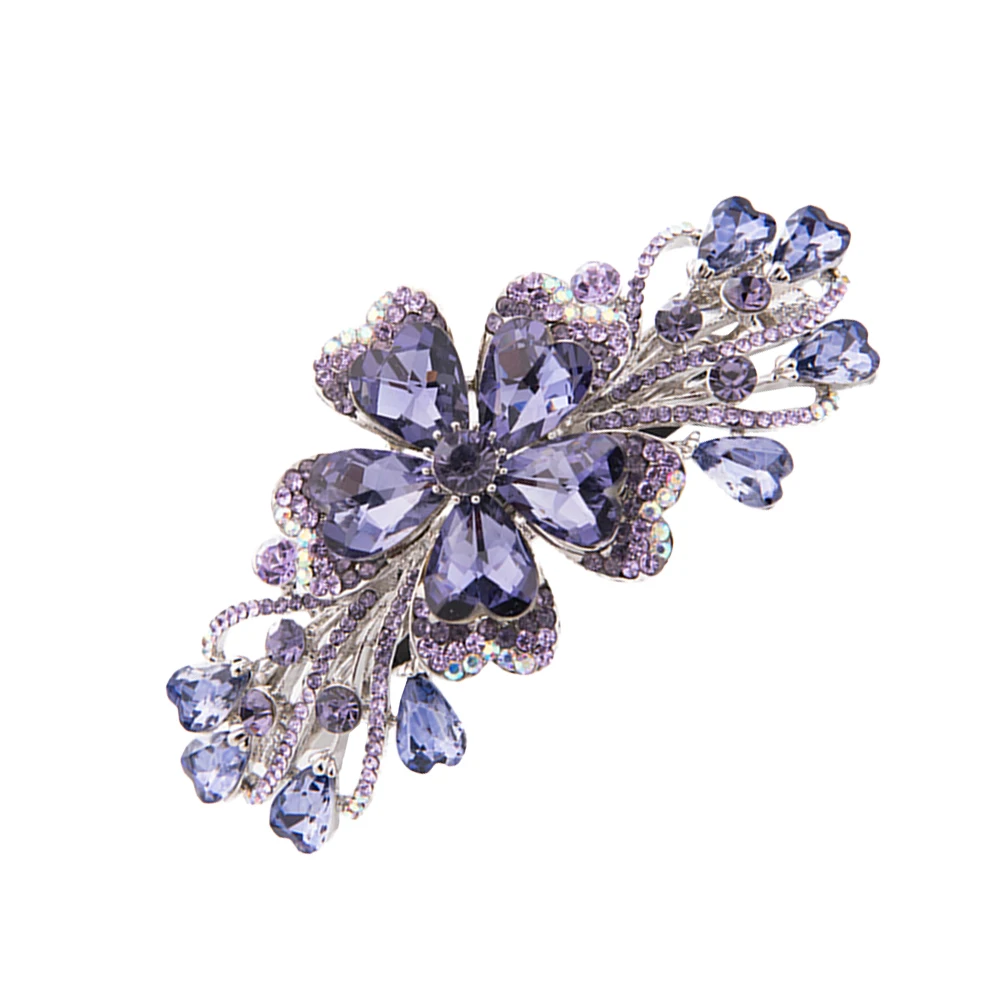 

1pc Rhinestone Hair Clip Women Purple Ponytail Holder Spring Buckle Hairpin Decorative Flower Barrettes Hair Accessories