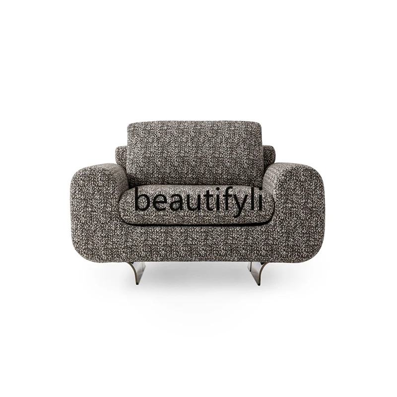 

Italian minimalist single sofa chair stainless steel light luxury fabric leisure chair high-end