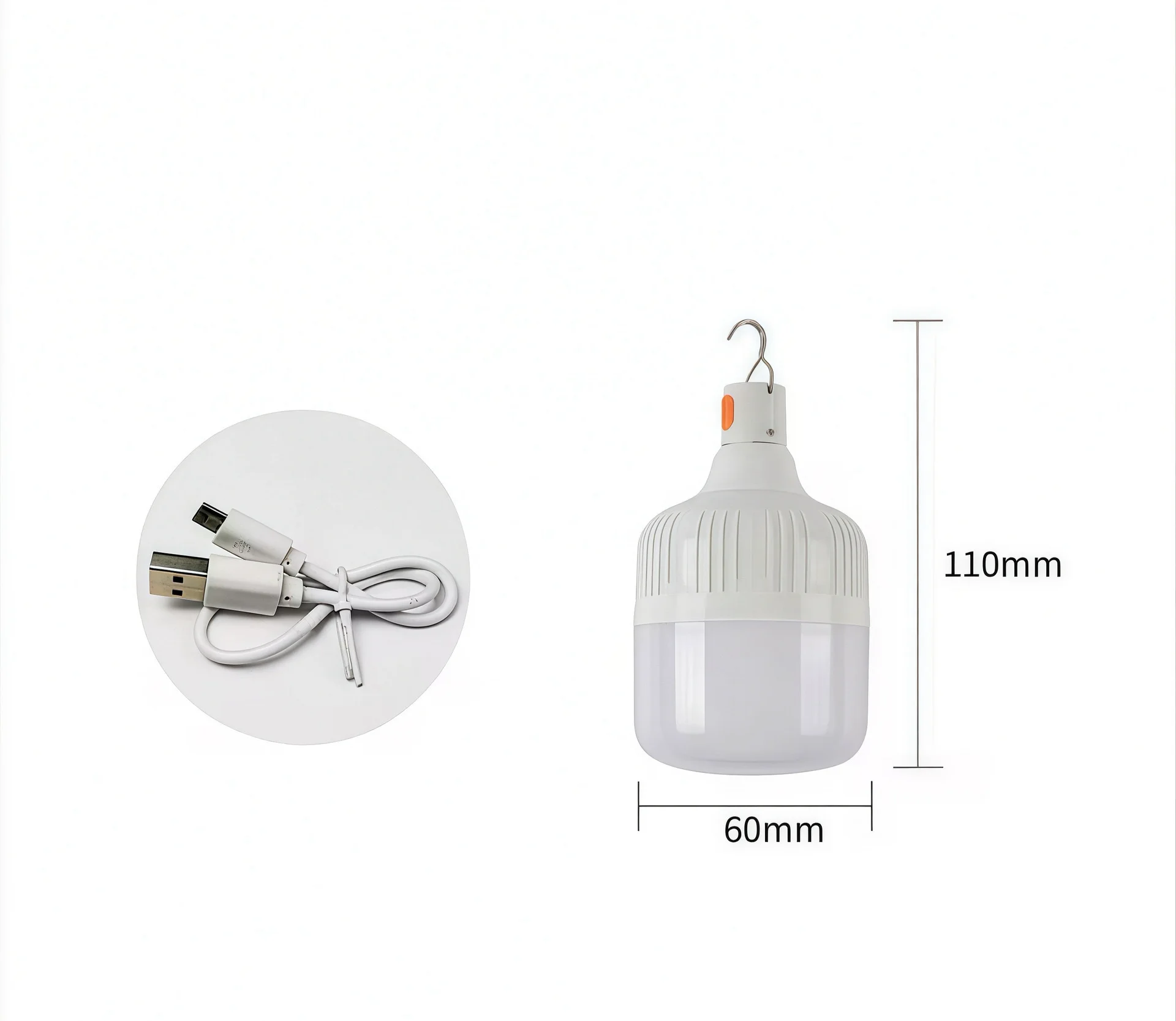 Sumsoctober Rechargeable LED Light Bulb – Portable Camping & Outdoor Lamp, USB Charging, Adjustable Brightness, Weatherproof, 40W–200W Options, Up To 4800mAh Battery