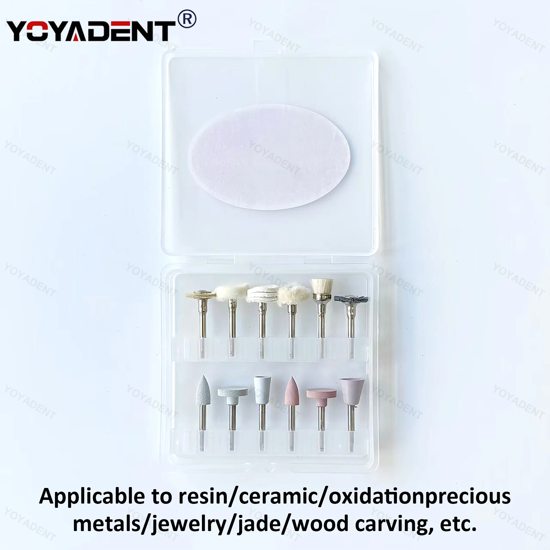 Dental Polishing Set Mixed Brush Head Polishing Grinding Head For Low Speed Handpiece Fit Resin Ceramic Etc Burnishing 12Pcs/Box