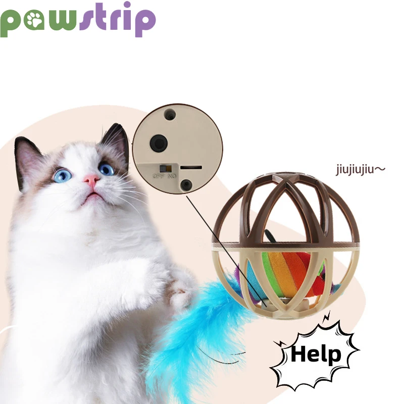 

Cat Ball Toys Funny Mice Ball Cage Sound Toys Colorful Mouse Hangable Kitten Playing Training Interactive Toys Pet Supplies