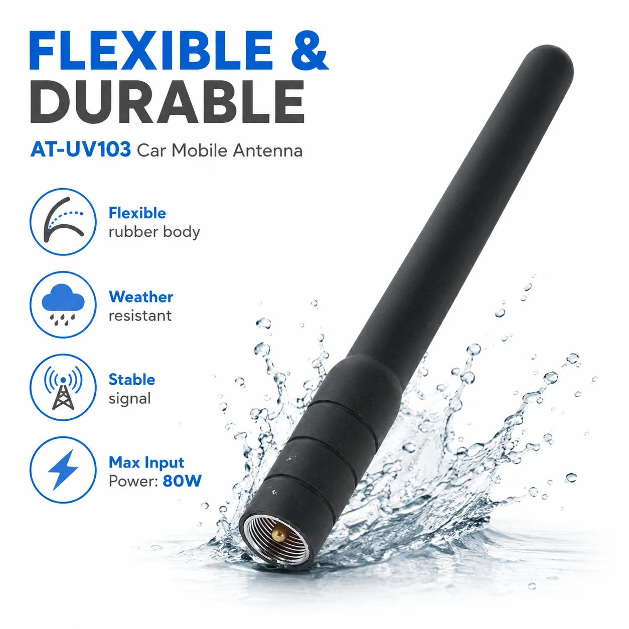 AT-UV103 Car Mobile Antenna 144/430Mhz Gain Short Antenna for KT-8900D KT-8900 BJ-318 YAESU FT-300DR FT7900R