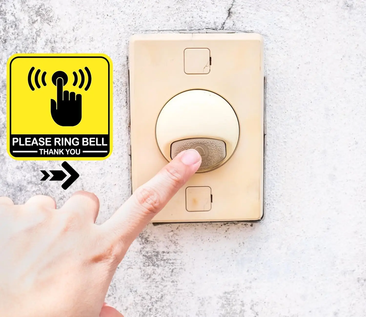 4장 작은 '벨을 울려주세요' 스티커, '벨을 울려주세요' 문벨 야외용 작은 표지판, 화살표 스티커가 있는 야외용 표지판