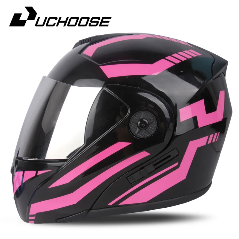 Uchoose Unisex Protective Helmet DOT Certification Double Lens Cross Section Helmet Safety Modular Flip Helm Helmet With Visor