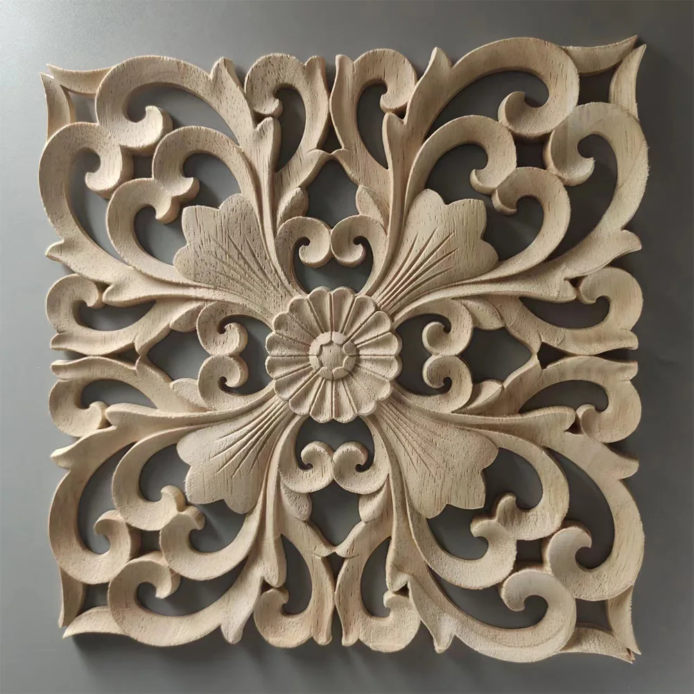 Woodcarving Decal Door Cabinets Wood Applique European Wood Carving Onlay For Decoration Furniture Walls Doors Art Craft