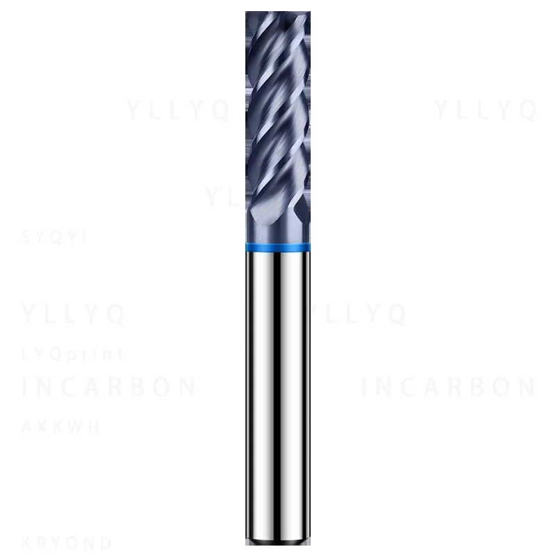 HRC65 4 Flute Color Ring Tungsten Carbide Flat End Mill Black Coating CNC Milling Cutter Endmill Tools High Precision