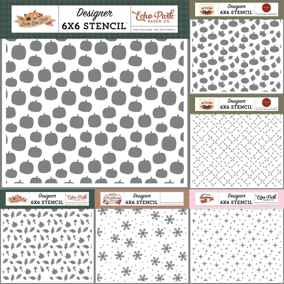Here Comes Autumn Collection - Stencil - Harvest Leaves And Pumpkins Please DIY Scrapbooking Crafts Maker Photo Album Template