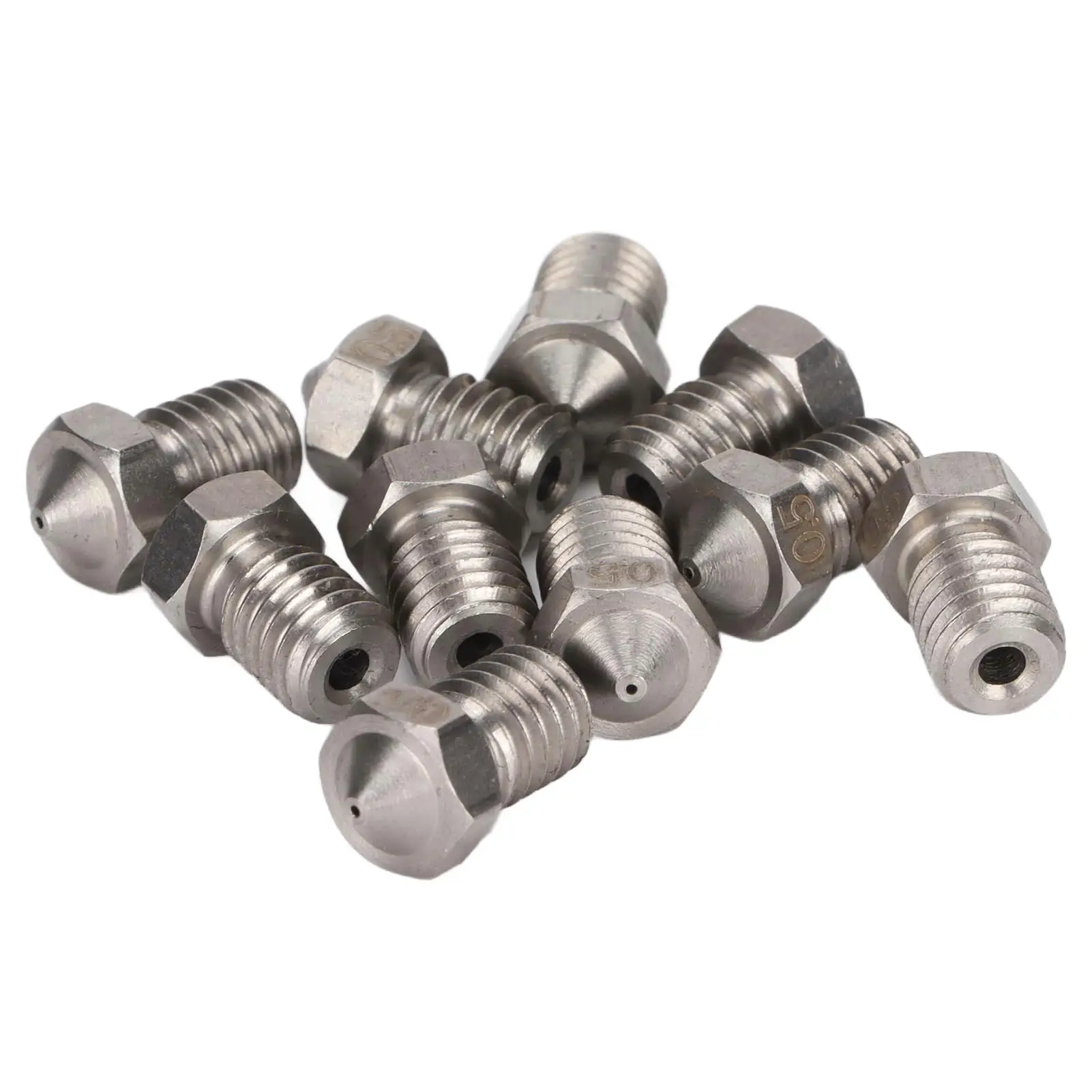 10 PCS 3D Printer Nozzles Set, Stainless Steel M6 Extruder Head - 0.2-1.0mm - Accessories