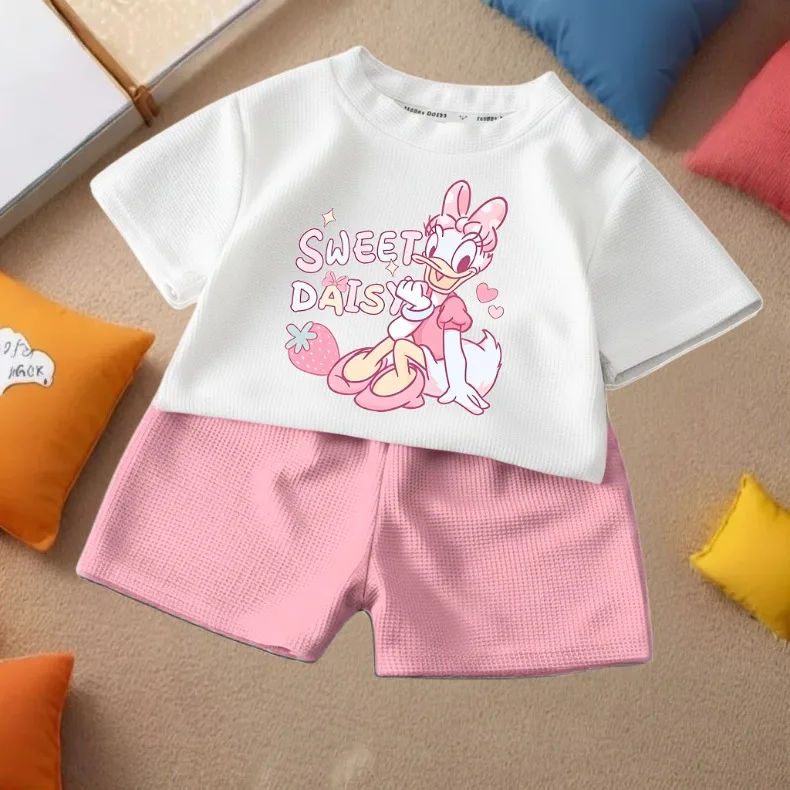 Kinder-Freizeit-T-Shirt und Shorts 2-teiliges Set, Niedliche Cartoon-Druck Mädchen Mode-Outfits, Sommer Kinder Outdoor Shorts Sets – Detail 3