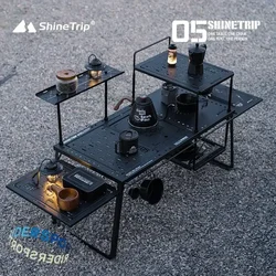 ShineTrip Outdoor Seria 05. Czarna mgła IGT Modułowy wolnostojący stół Przenośny stół Składany aluminiowy zestaw stołów kempingowych