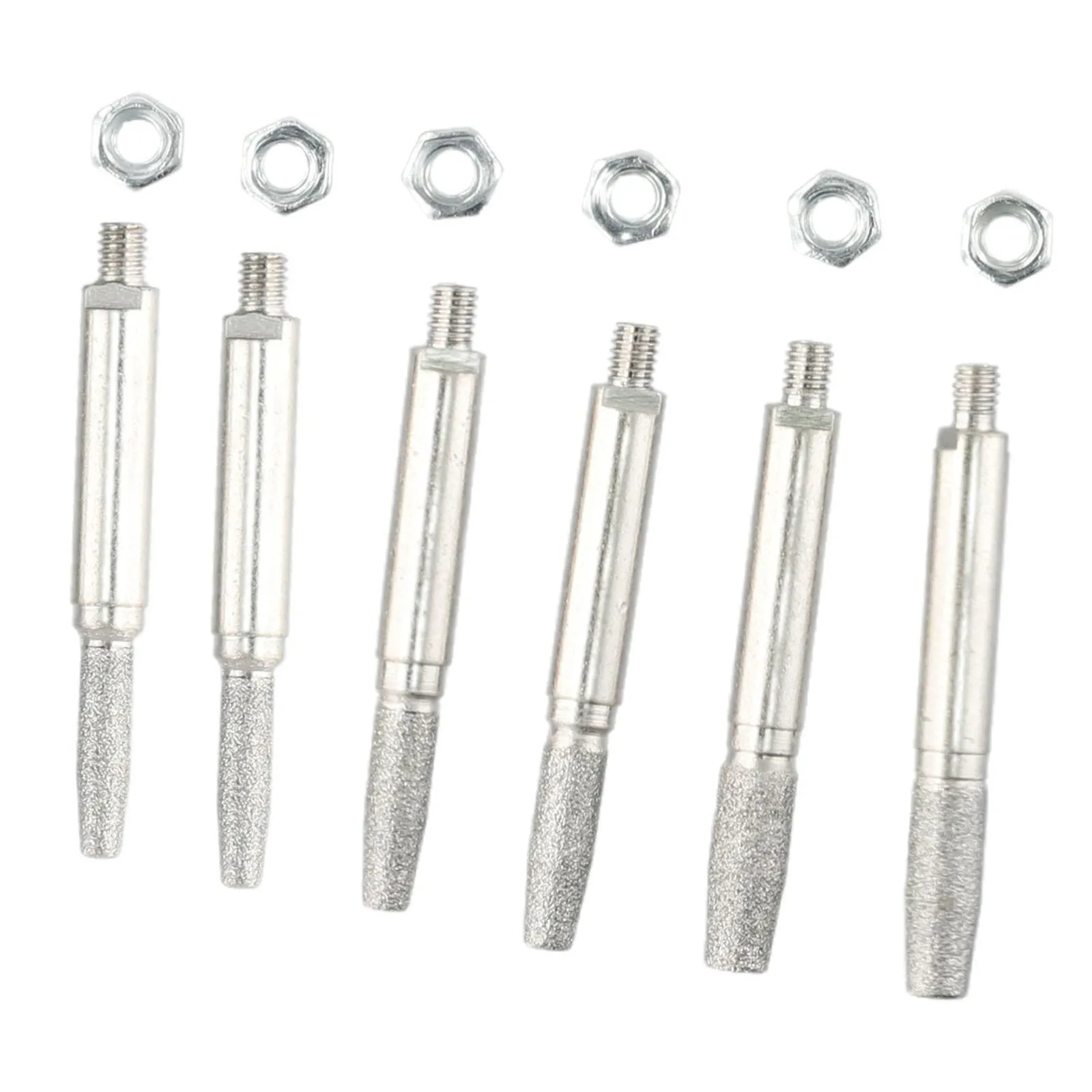 6pcs 50mm Chainsaw Teeth Sharpener Grinding Head Diamond Coated Cylindrical Burr 4/5/6mm For Portable Hand Chain Grinder