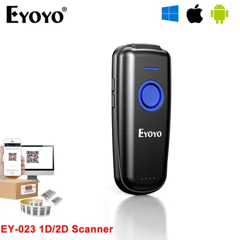 Eyoyo EY-023 Mini Scanner de codes à barres Laser/CCD 2D/1D lecteur de codes à barres Bluetooth Portable balayage à détection automatique QR PDF417 UPC Code EAN