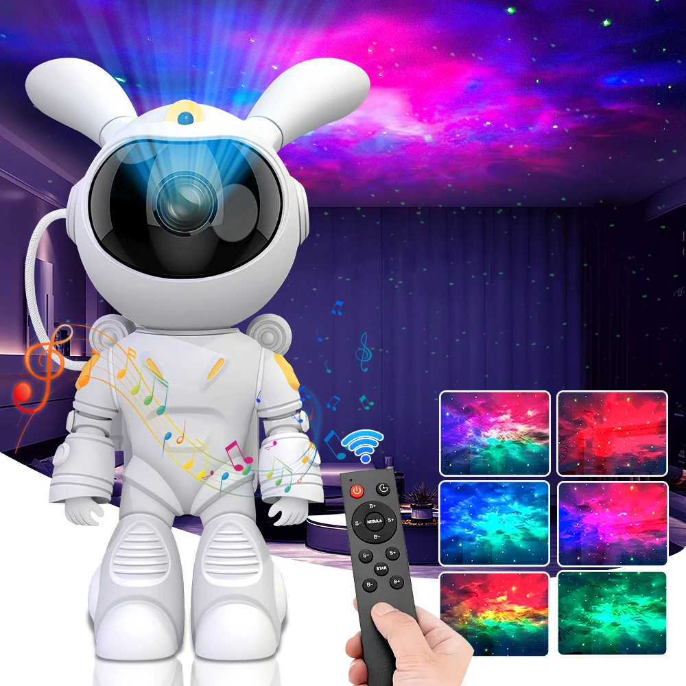 Galaxy Star Projector LED Night Light Starry Sky Rabbit Astronaut Porjectors Lamp For Decoration Bedroom Home Decorative Gift