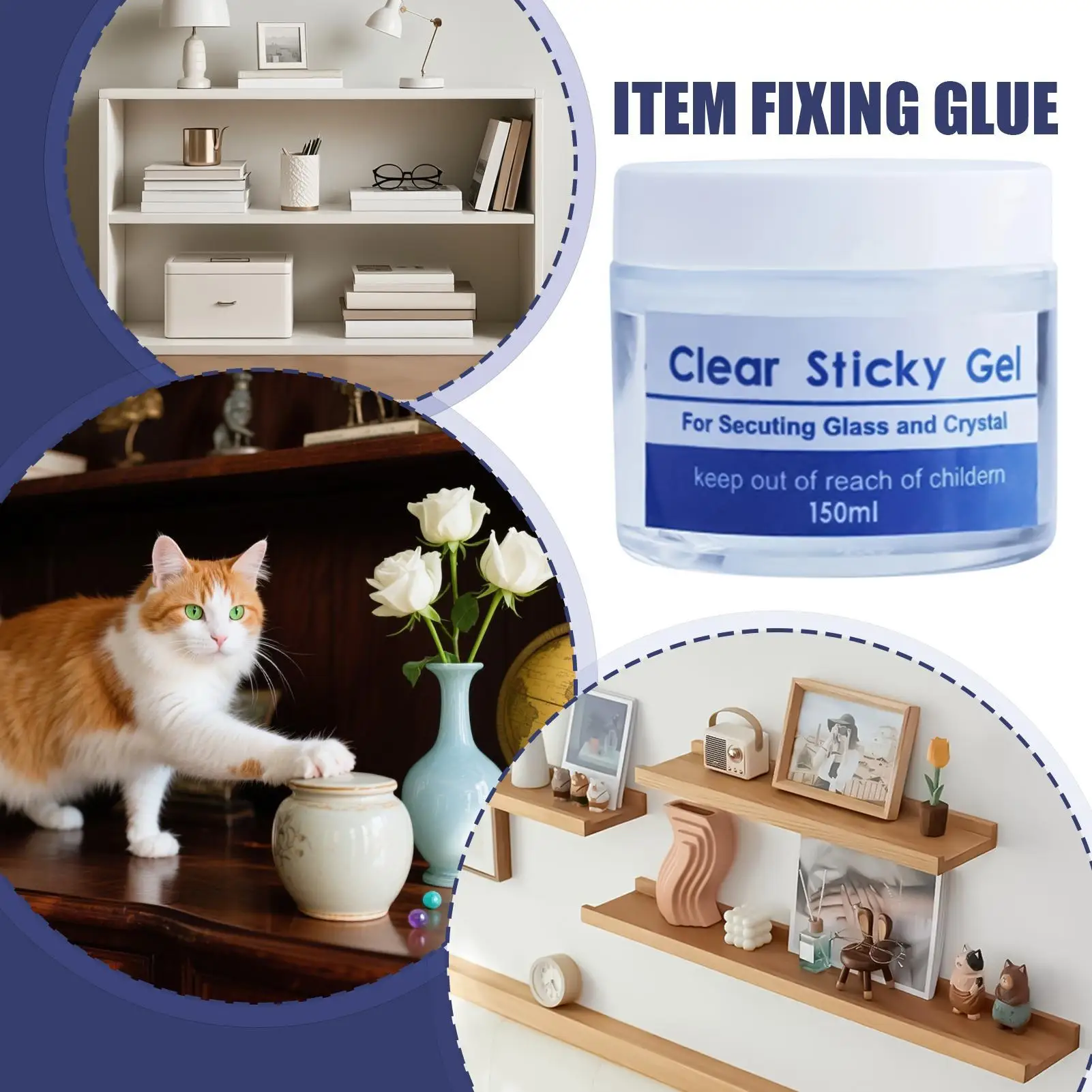 Clear Museum Gel Invisible Sticky Clear Putty Artifacts Museum Exhibits Gel for Glass Ceramic Figures Figurines Wood Window