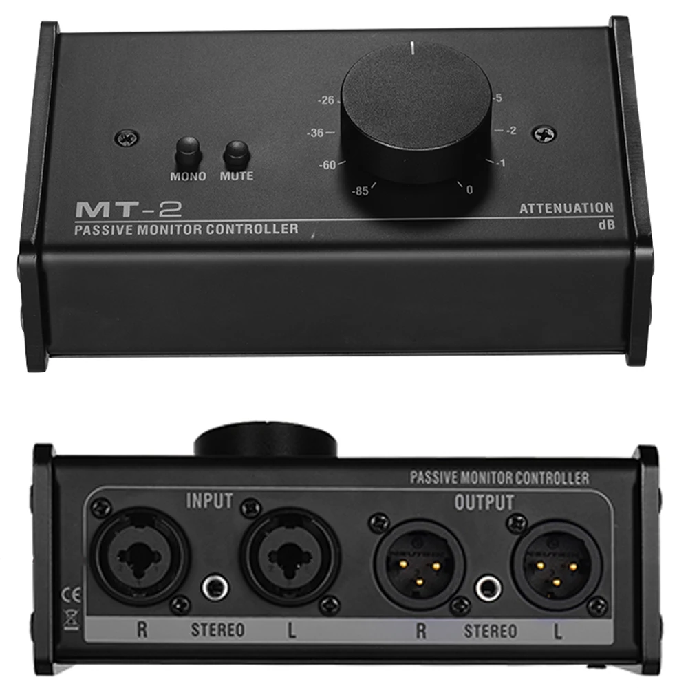 

MT-2 Passive Monitor Controller with XLR 3.5mm Stage Audio Mixer Inputs Outputs Supports Attenuation Control Mute Function Tools