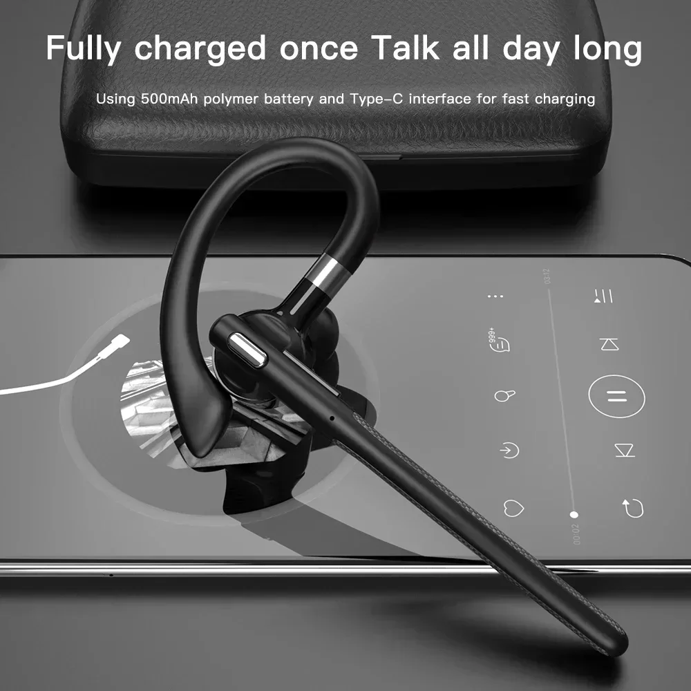 Bluetooth Earphones 5.4 Headphones Stereo Handsfree Noise Canceling Wireless Business Headset With Dual- Mic for Trucker/Driver