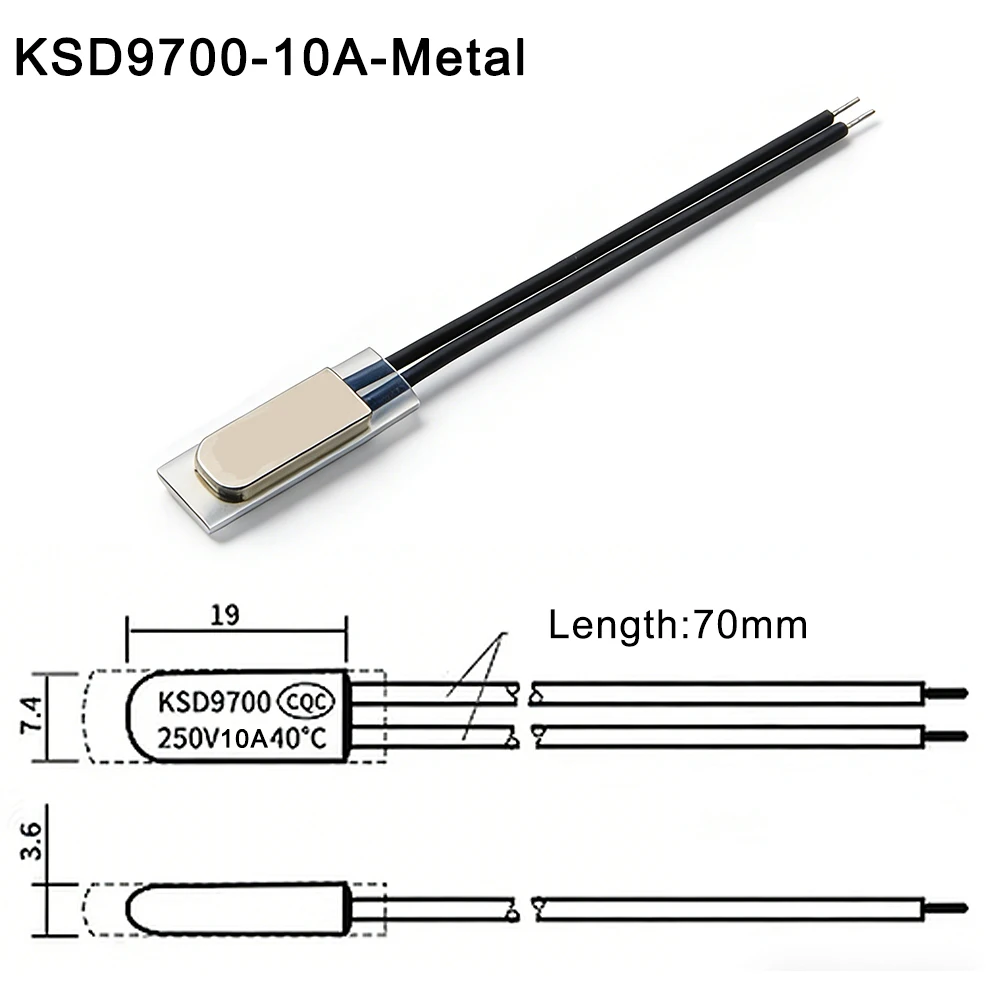 100PCS KSD9700 Thermal Protector Switch 10A 250V 40-150°C NC NO Normally Closed Open Ceramic Metal Plastic Thermostat