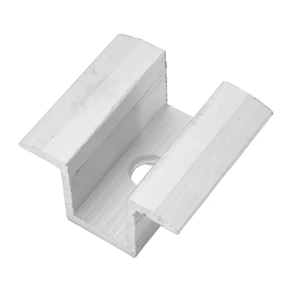 5Pcs 25-50mm Solar Middle Clamp Silver Aluminum Alloy Solar Panel Mounting Hardware Corrosion Resistant 3mm Thickness