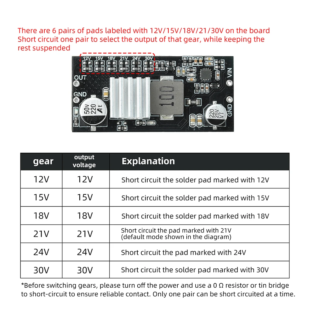 DC-DC 9-12V to 15V/18V/21V/24V/30V 2A Buck Converter Board Step Up Module Adjustable Voltage Power Supply