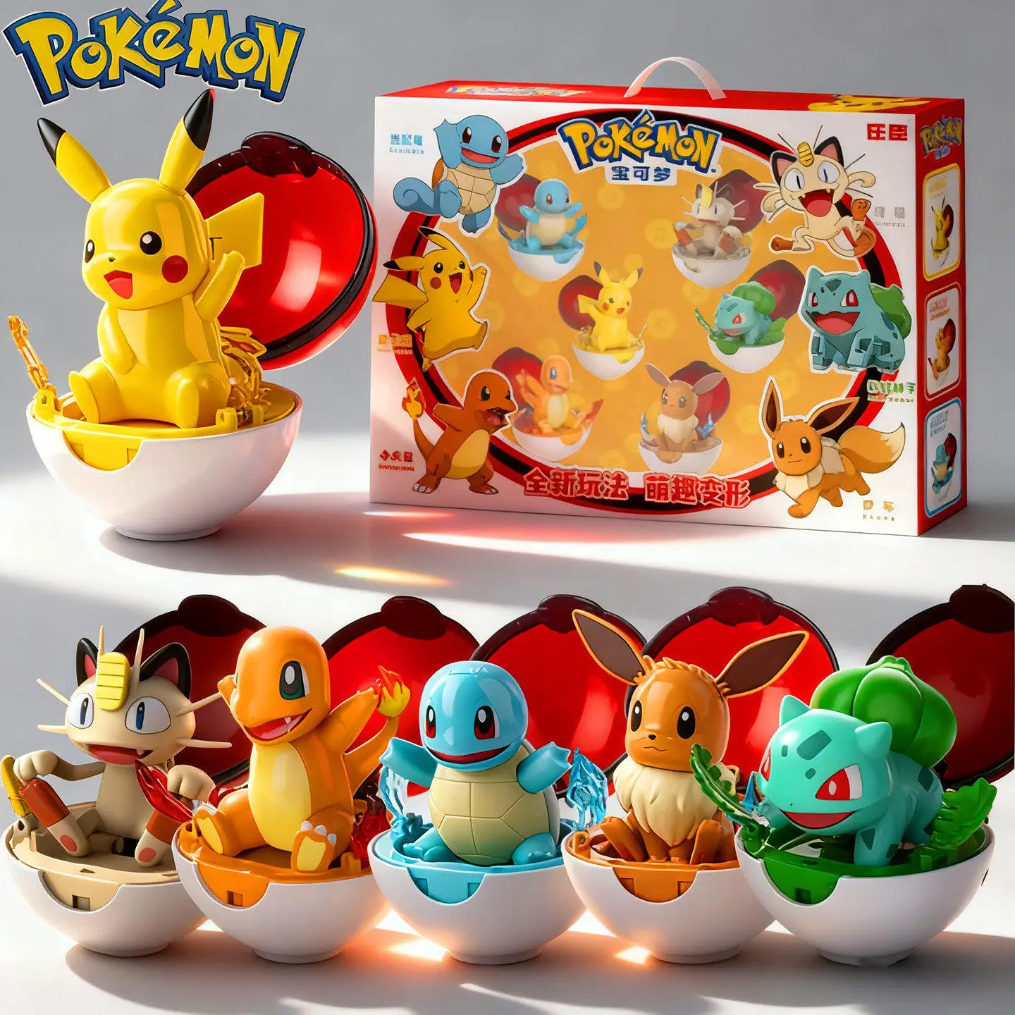 

Pok é mon Pikachu Super Dream God Twisted Egg Elf Ball Blind Box Male and Female Toy Set