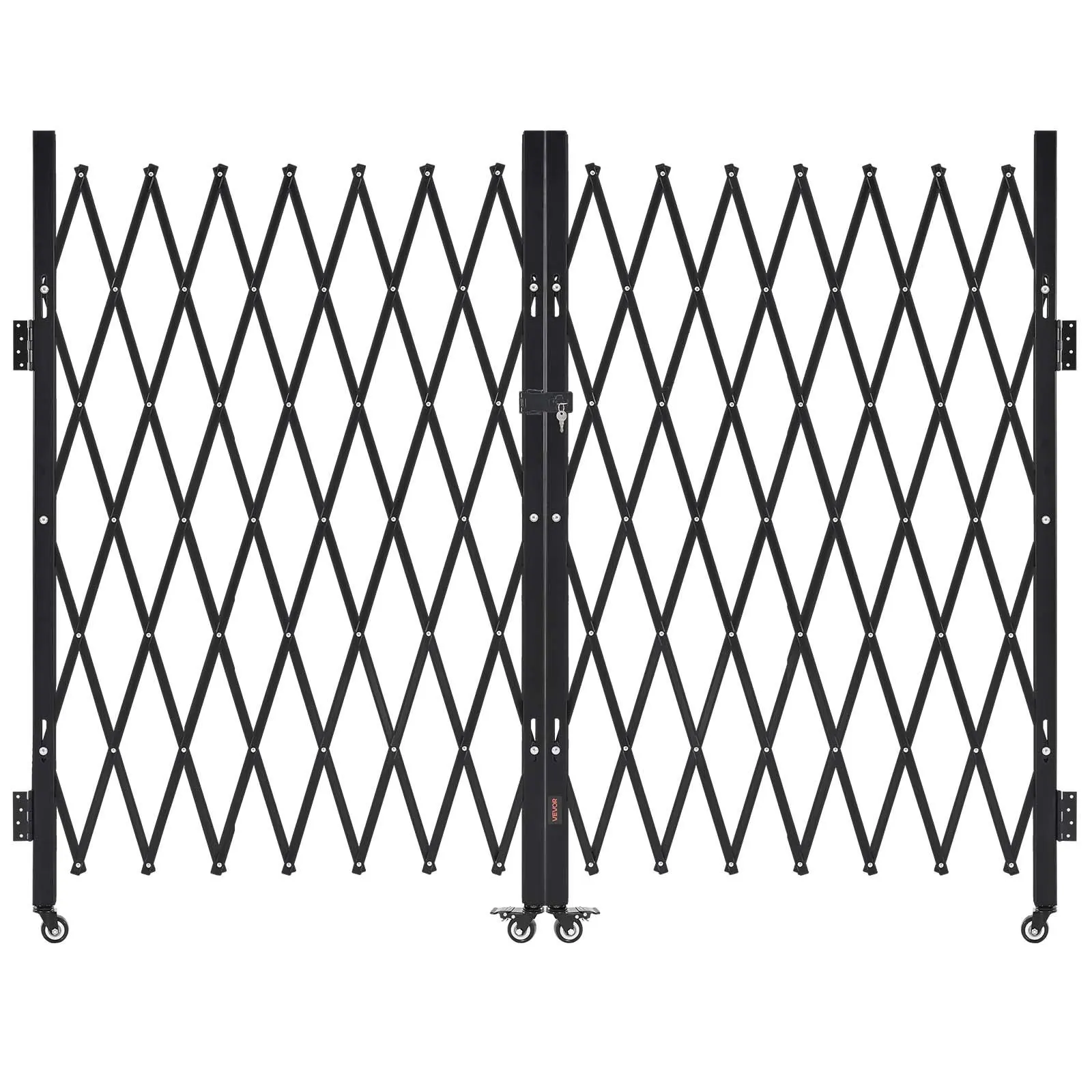 

Двойные складные защитные ворота, запираемые ножничные ворота с поворотом на 360 градусов ° Поворотные ролики, уличные стальные раздвижные ворота-барьеры, для