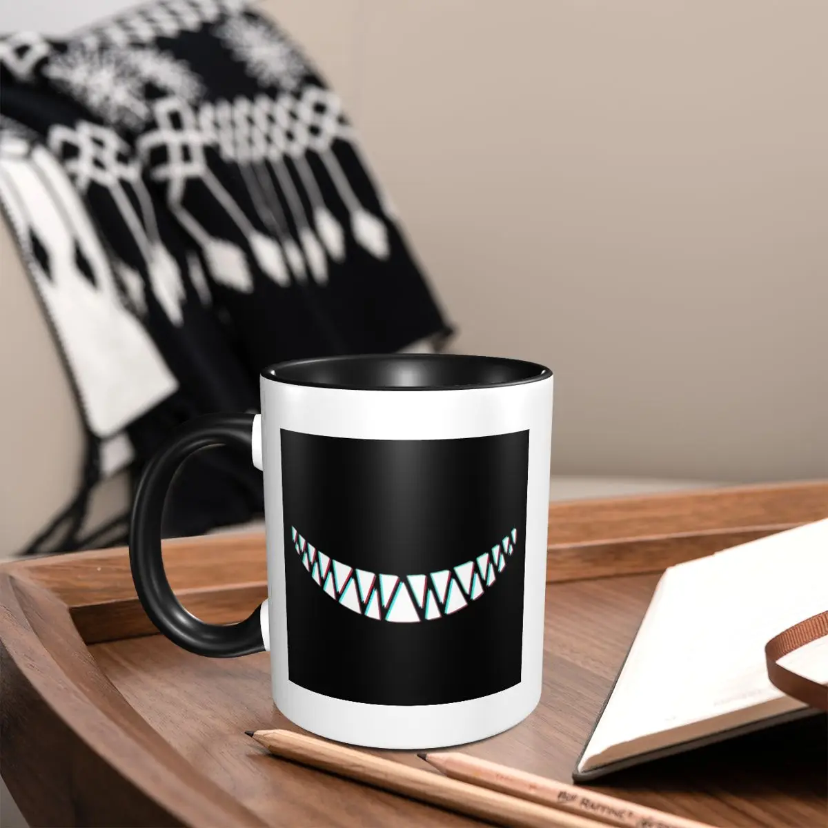 

Beautiful Smile With Sharp Demon Teeth Mug Funny Ceramic Coffee Cups Tea Mugs Milk Cup Drinkware Gifts for Woman Man