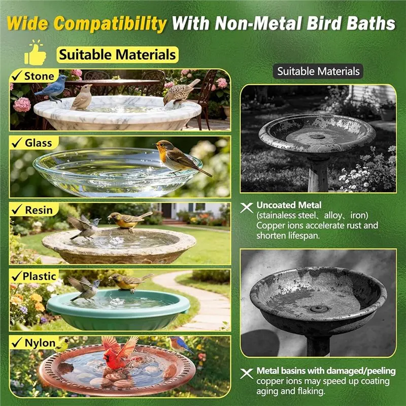 AT14 Pure Copper Birdbath Purif Disk, For Birdbath/Bowl/Fountain