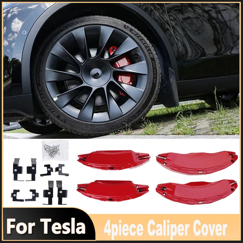 Brake Caliper Covers 4Pcs Wheel Measure Guard Consistent 2025 Modification Car Exterior Accessories For Tesla Model Y Juniper