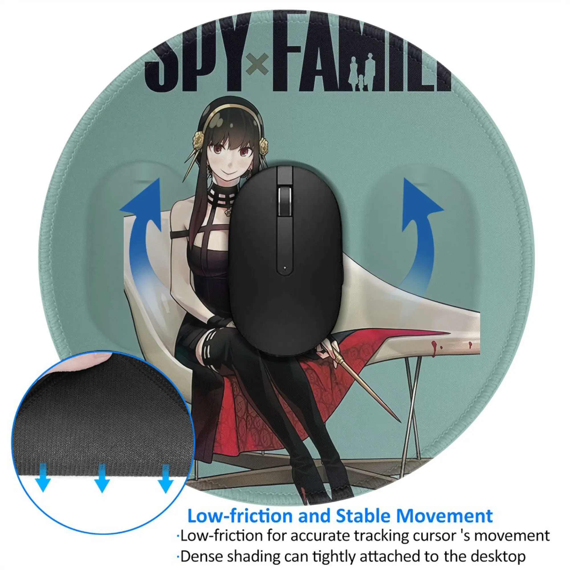 SPY×FAMILY لوحة ماوس صغيرة مستديرة سجادة مضادة للانزلاق سطح المكتب 8in لعبة الكمبيوتر حصيرة الألعاب المطاط ماوس حصيرة