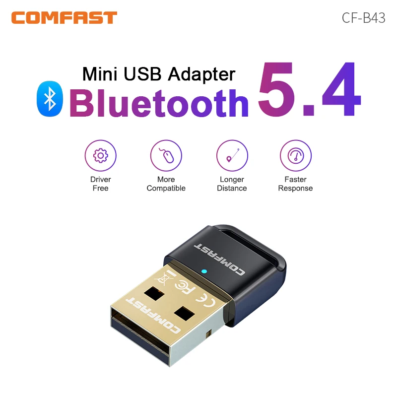 

USB Bluetooth 5.4 Dongle for PC Speaker Wireless Mouse Keyboard Music Audio Receiver Transmitter Driver Free BT5.4 Adapter