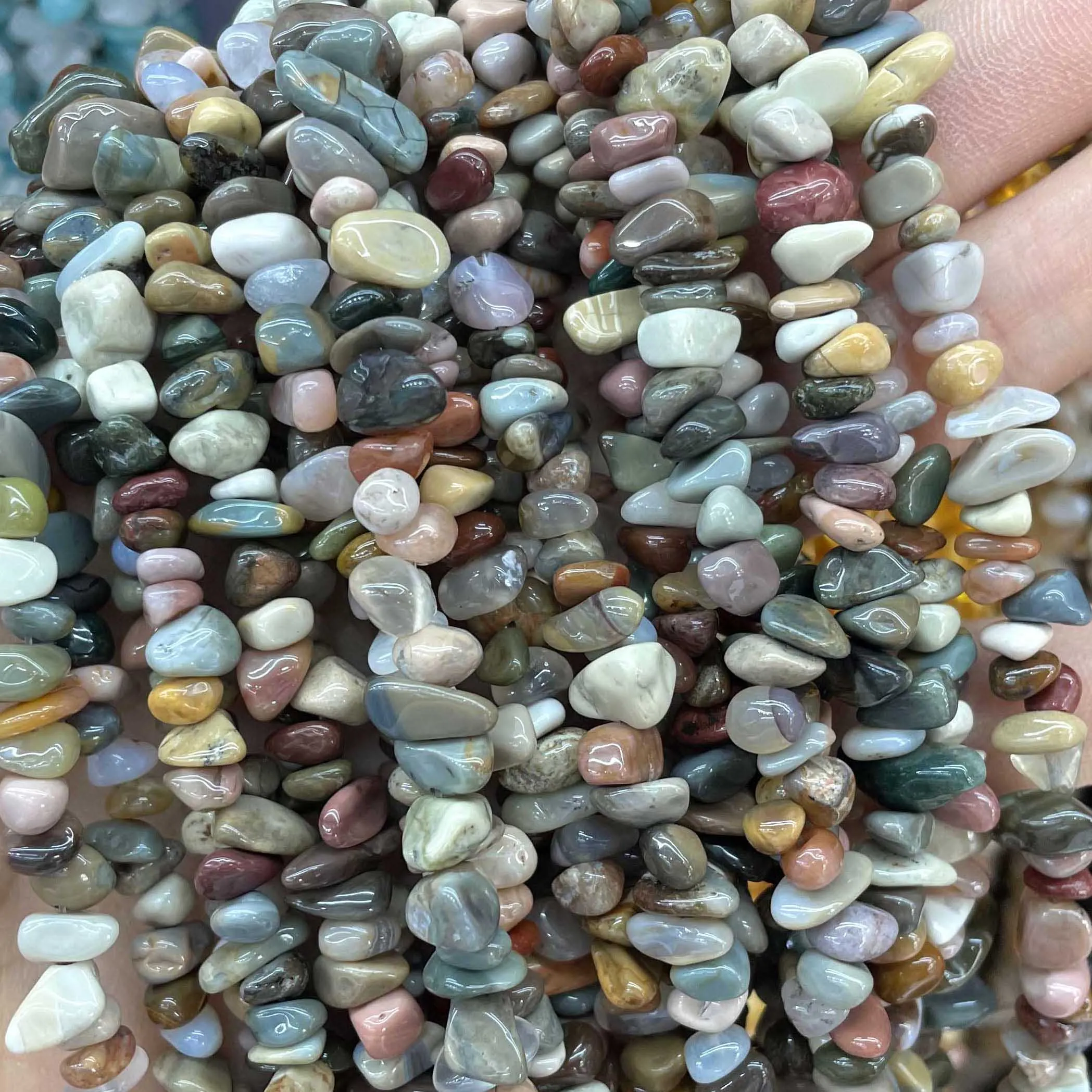 Naturstein unregelmäßige Freiform Aventurin Achate Amazonit Jades Chip Kies Spacer Perlen für Schmuck herstellung DIY Zubehör – Detail 2
