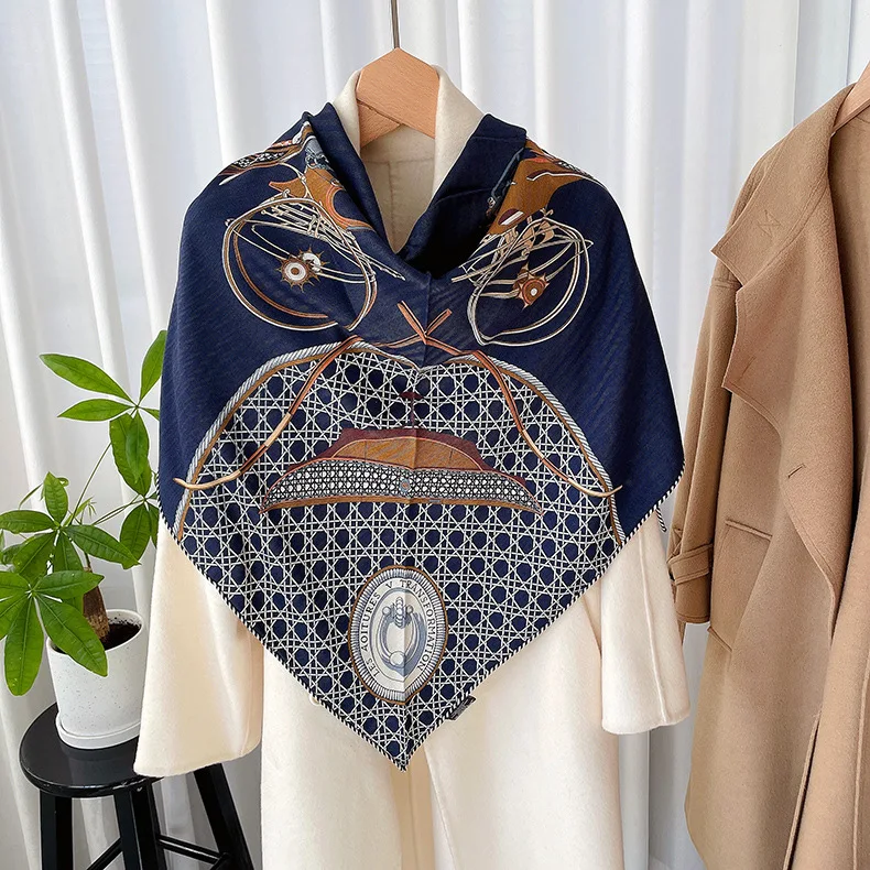 Silk Wool Triangle Scarf Shawls Rolled Edges Scarves Foulard Bag Belt Head Shoulder Decoration Gift Winter Accessories