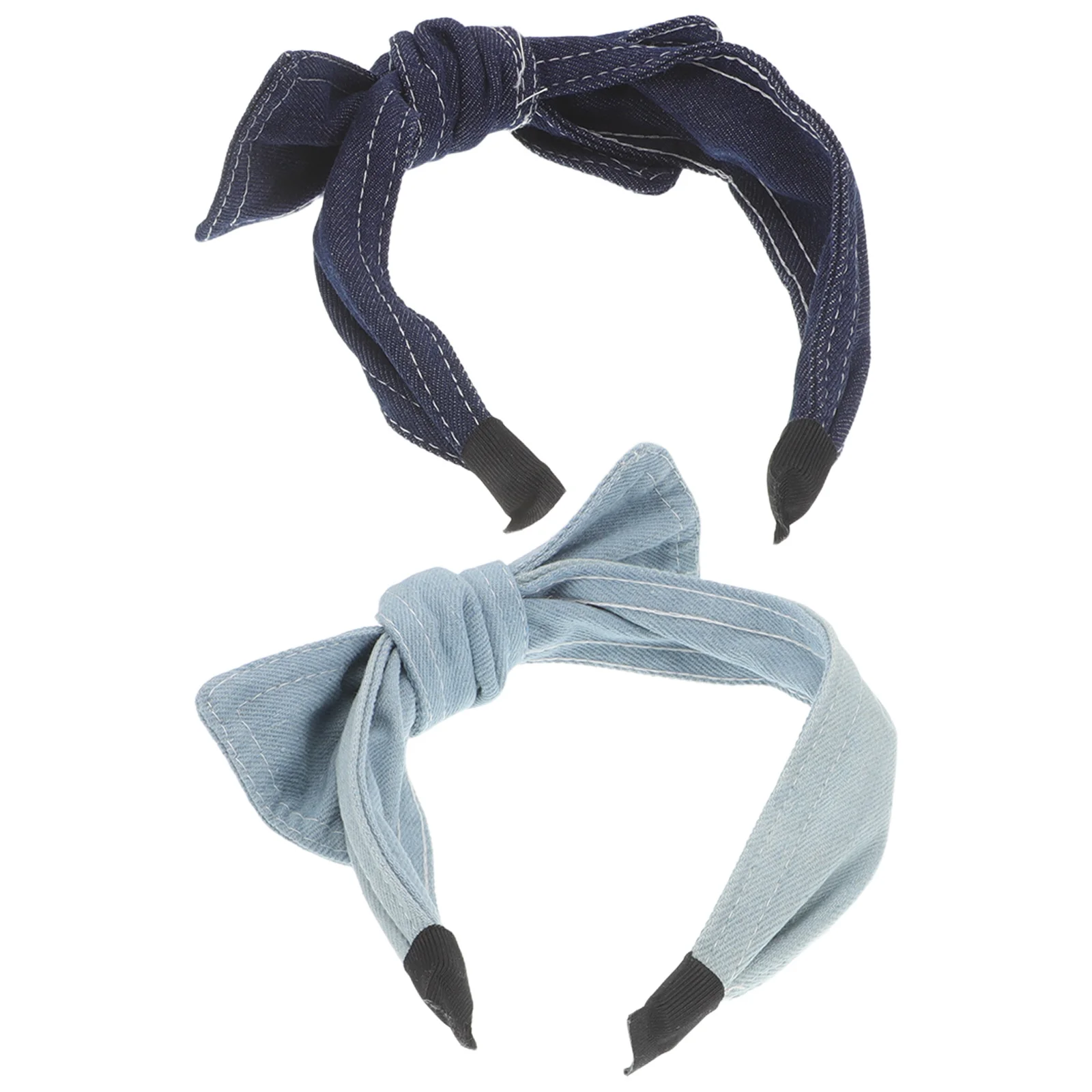 

2Pcs Bow Headband Denim Wide Bowknot Hairbands for Women Girls Fashionable Hair Band Decorative Headpiece Trendy Hair