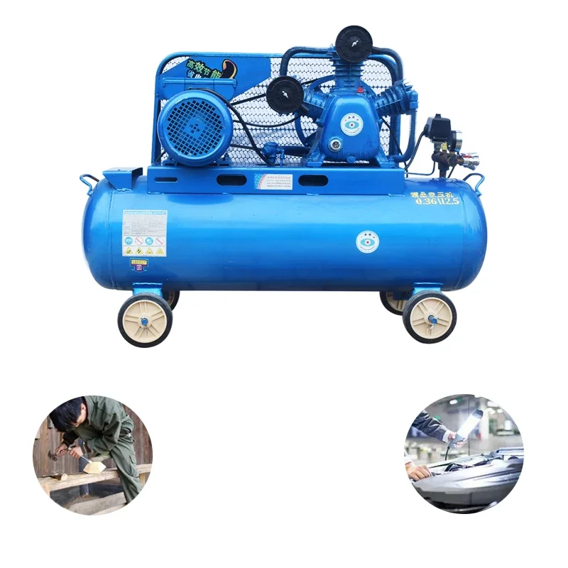 1.1KW High Efficiency Removable Belt Air Compressor With Mobile Roller Design Low Noise For Industrial Use