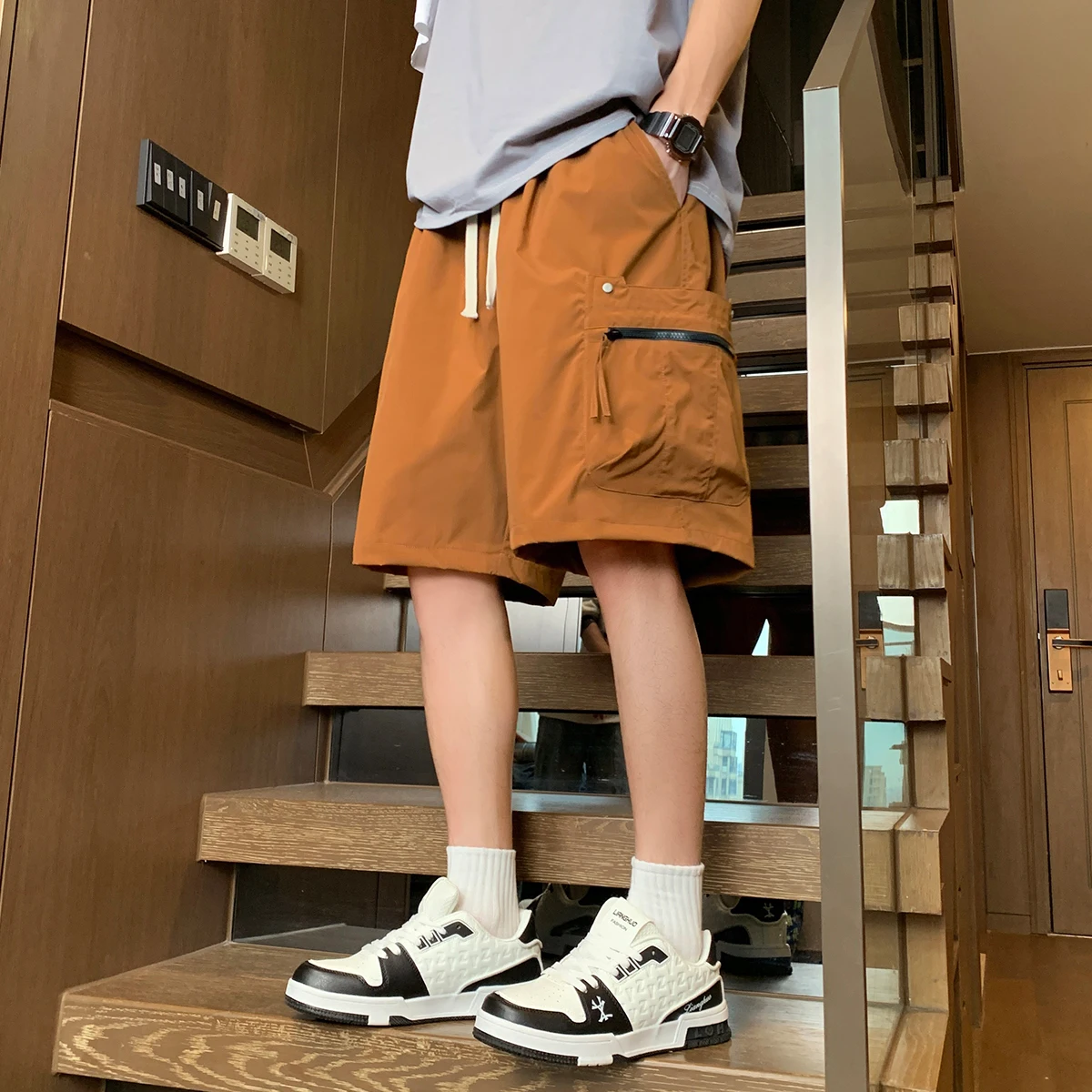 

2025 New American Trendy Workwear orts Men Summer Multi-ket Loose Versatile Faion Casual Five-Quarter Length Pants