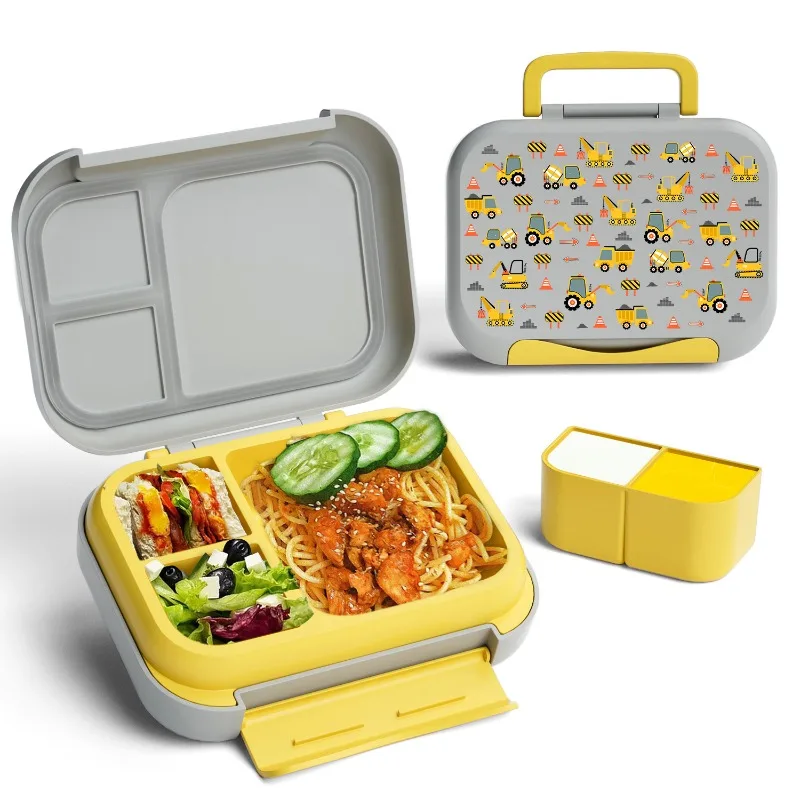 

Lunch Box for Kids with Thermos 8-Compartment Snack Lunch Container for Age 3-12 School Daycare Toddler Teen Girls Boys Trucks