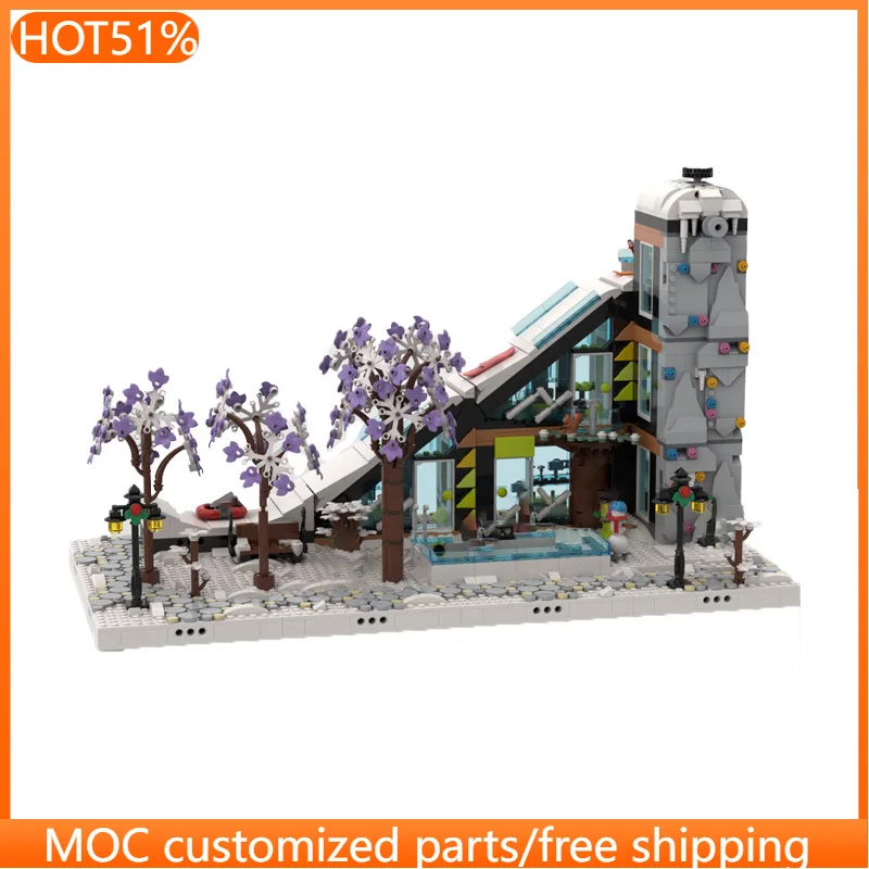 

Набор для сборки средневекового центра лыжного спорта и альпинизма MOC (921 деталь), модульный конструктор, технология DIY, игрушка для мальчиков, подарок на день рождения