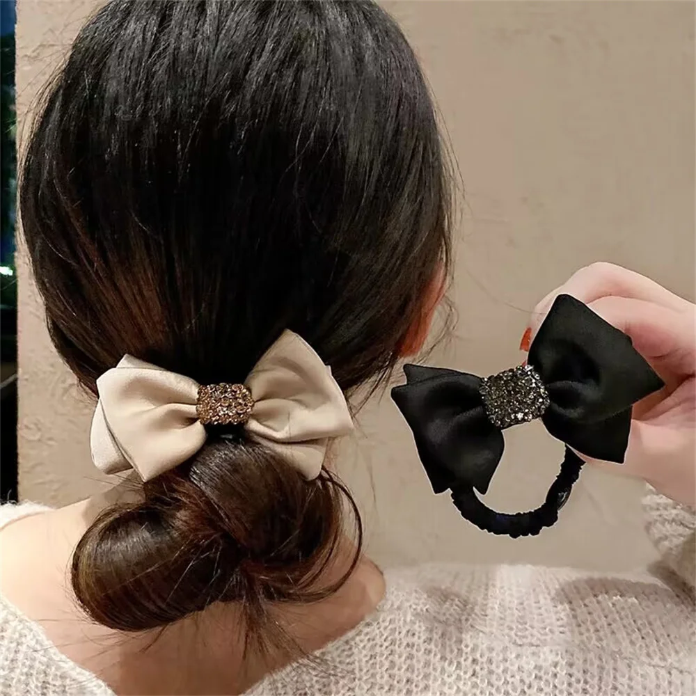 

Hair Rope for Women Bow Elastic Scrunchie Ribbon Pretty Hair Tie Ponytail Holder Hairbands Fashion Rhinestones Hair Accessories