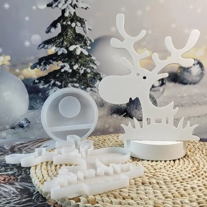 

N2UE Candlestick Mold Holder Mould Deer Head Base Mold Easy Release Silicone Mold for Home Decoration