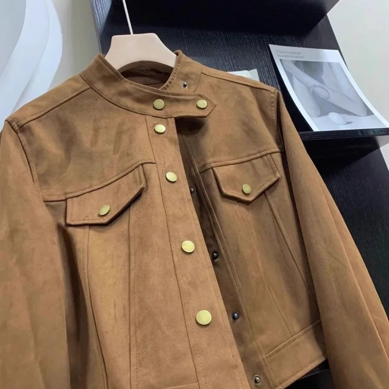 Short Imitation Deerskin Fleece Jacket for Womens Spring Autumn New 2025 Popular Foreign Style Popular Small High-end Jacket Top