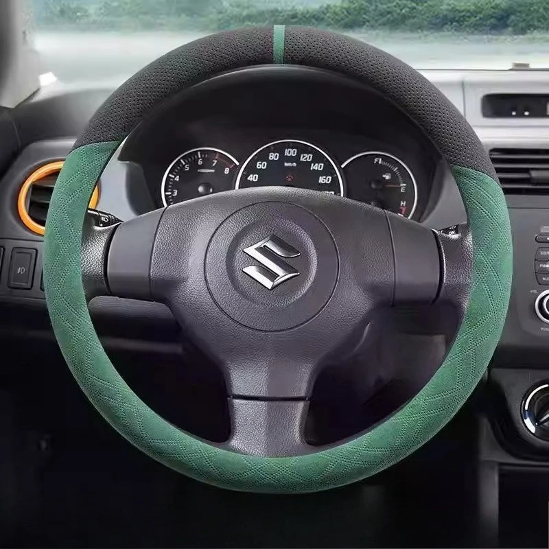 

Universal Durable Green Suede Leather Car Steering Wheel Cover for Suzuki Swift Alto and SX4 Models